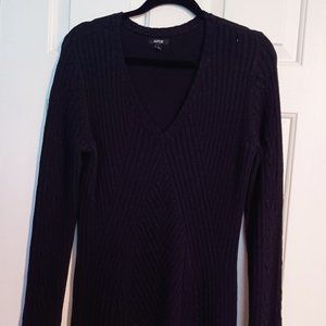 Apt 9 black ribbed v-neck thick sweater dress long sleeved/size XL